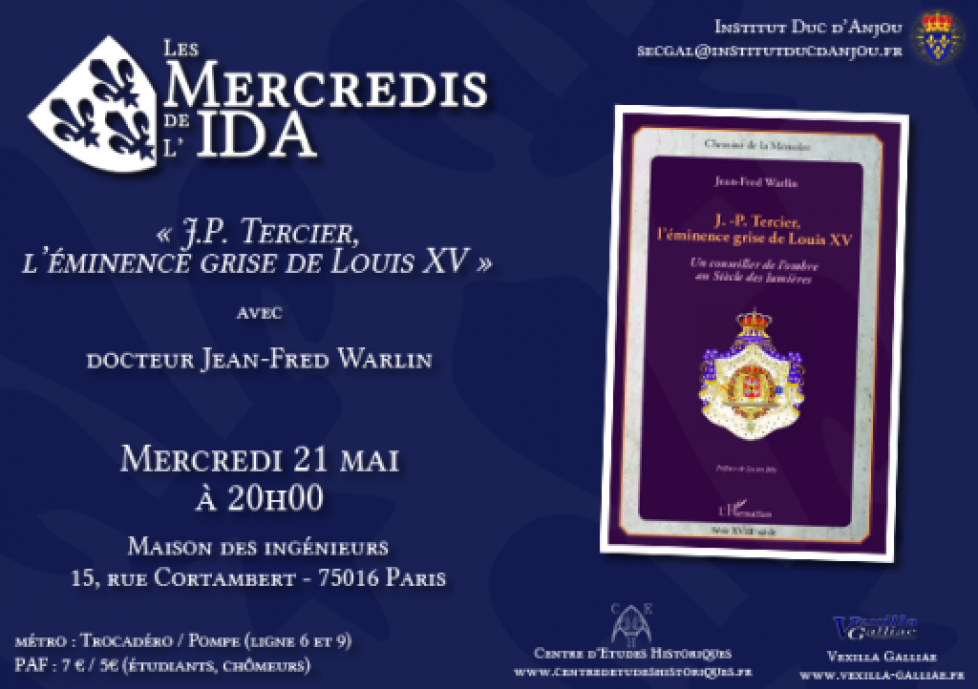 Livre et conférence « J.P. Tercier, l’éminence grise de Louis XV »