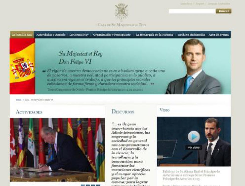 Le site internet de la monarchie espagnole adapté