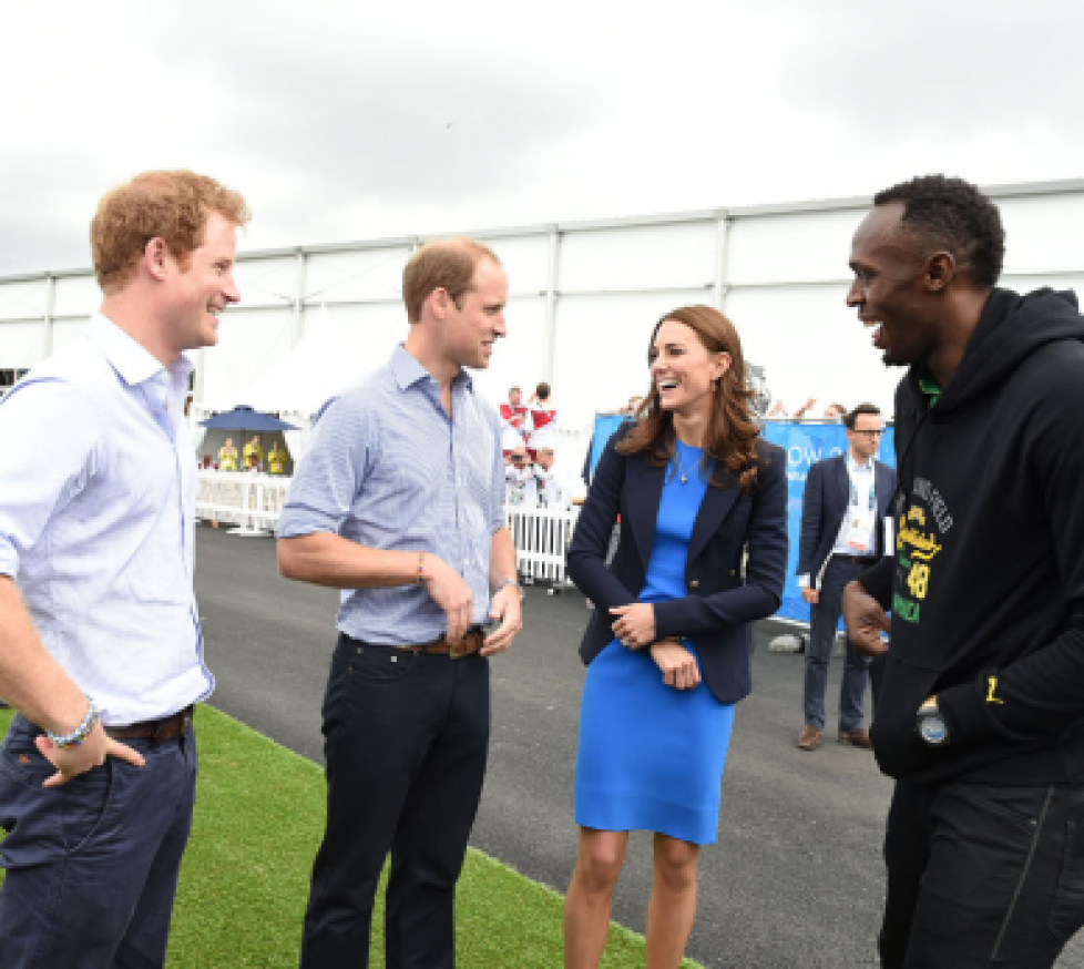 William, Catherine et Harry rencontrent Usain Bolt