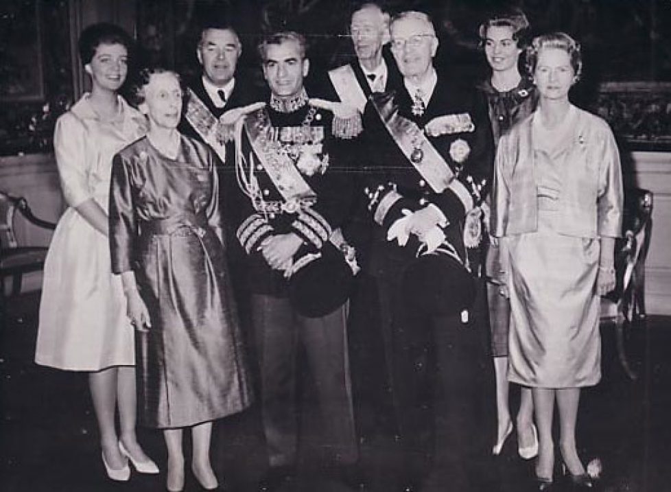 Shah, Queen Louise, King of Sweden, Princess Birgitta, Prince Bertil, Prince Wilhelm & Princess Margaretha_ Stockholm, Sweden 1960_jpg