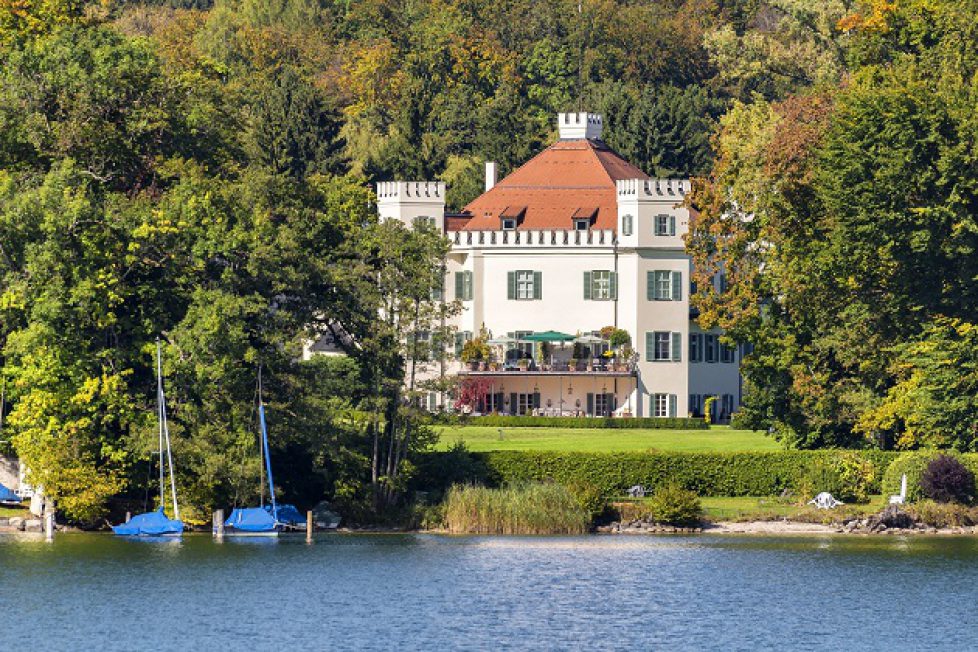 Image of Sisi castle Possenhofen on lake Starnberg, Bavaria, Germany