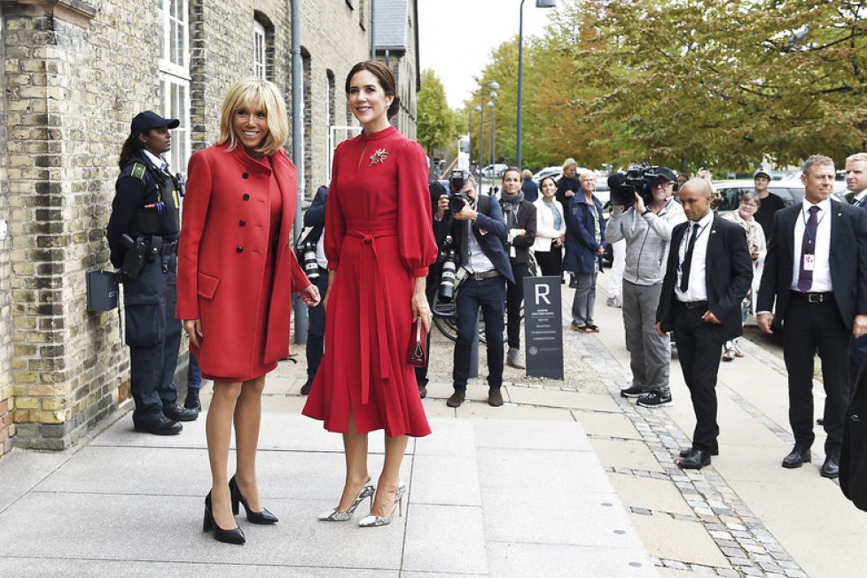 Den fransk præsidenthustru Brigitte Macron sammen med Kronprinsesse Mary ved kunstakademiet på Holmen i forbindelse med, at den franske præsident er på officielt statsbesØg i KØbenhavn, tirsdag den 28. august 2018, Kronprinsesse Mary, Kronprinsesse M
