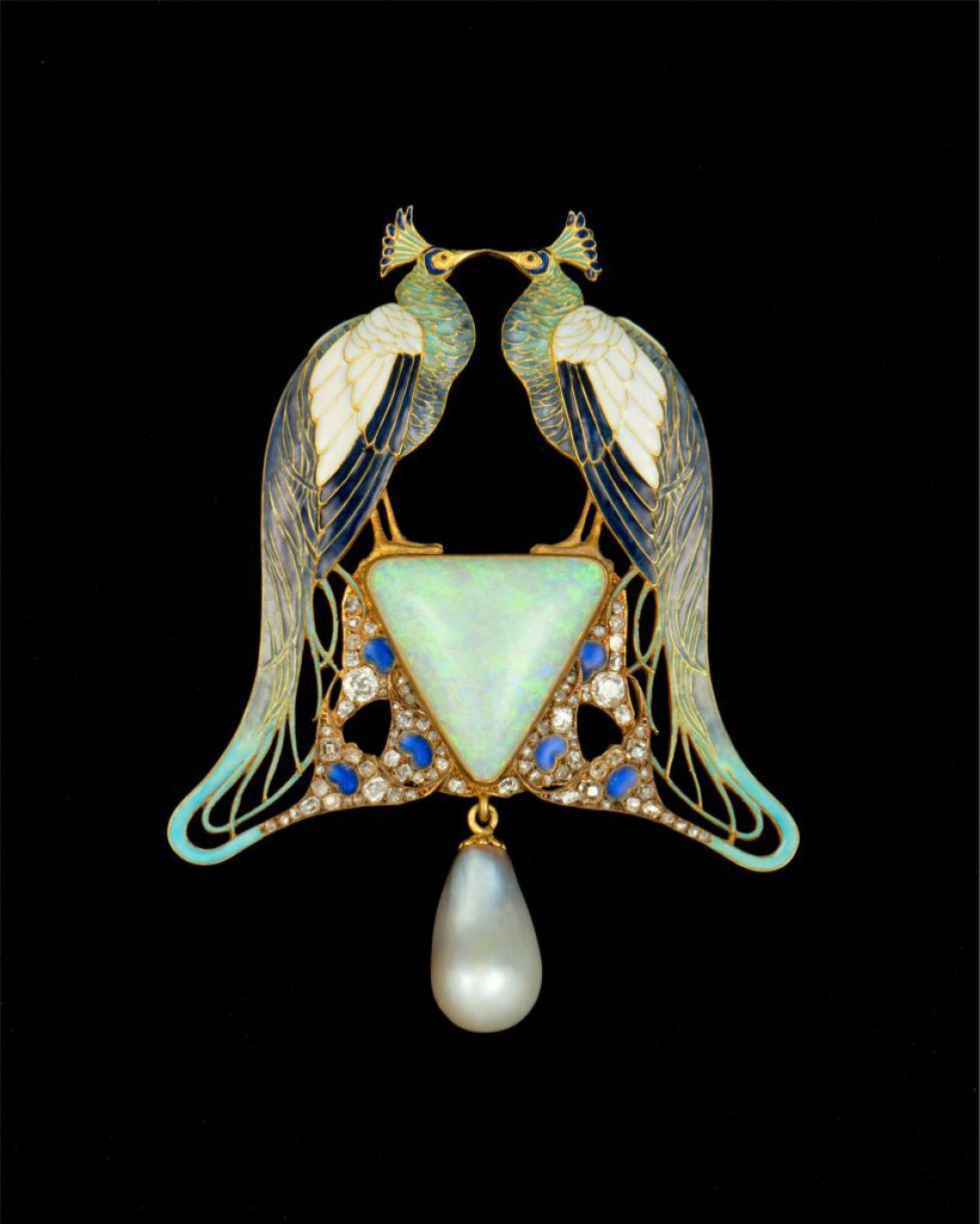 Pendant. Artist: Rene-Jules Lalique (French, AA¿ 1860-1945 Paris); Date: ca. 1901; Culture: French, Paris; Medium: Gold, enamel, opal, pearl,