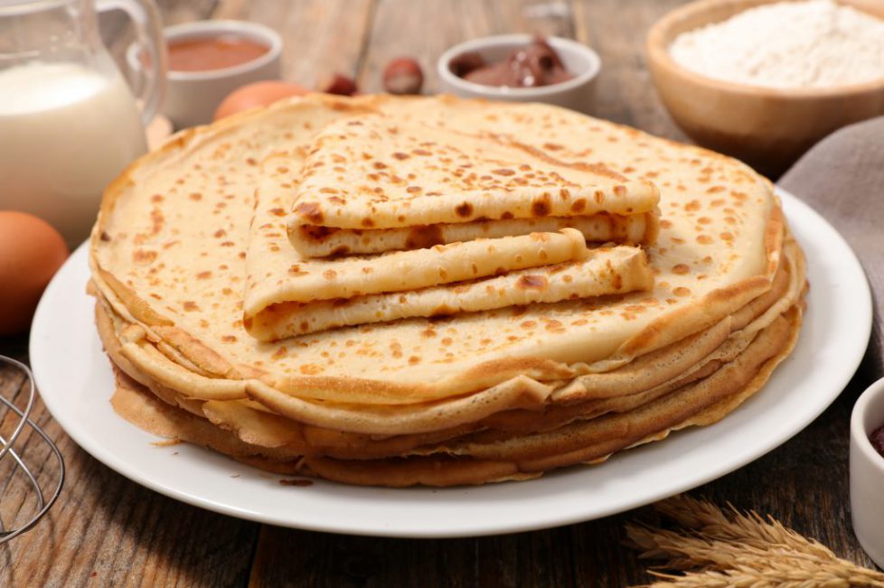 crepe on wood background