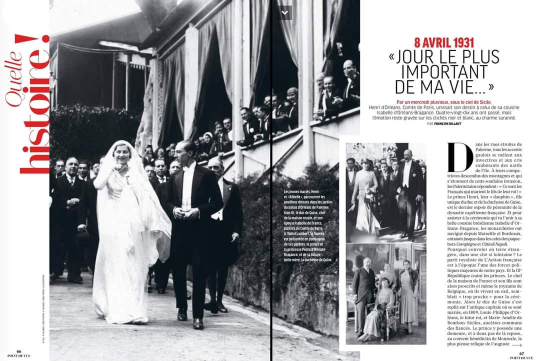 Article sur le mariage en 1931 du comte et de la comtesse de Paris ...