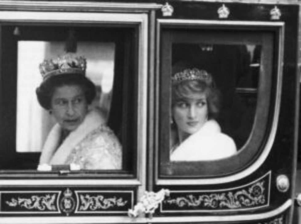 The Queen and Princess Diana on the way to the State Opening of Parliament. 4th November 1982.