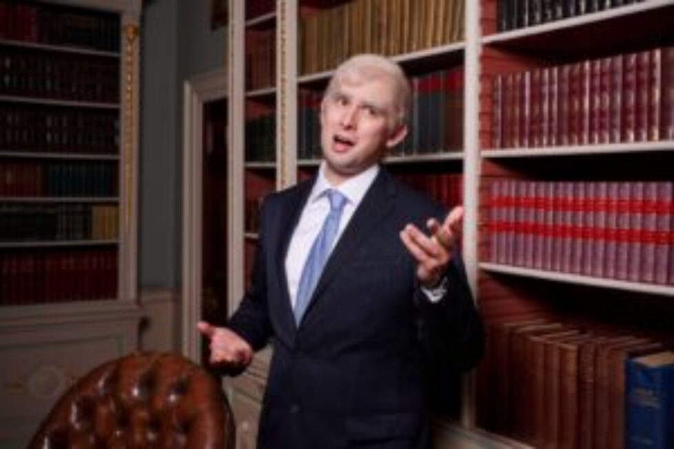 Pictured: Kieran Hodgson as Prince Andrew.