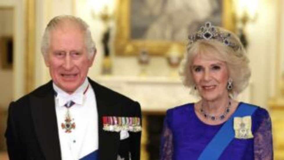 King Charles III and the Queen Consort during the State Banquet held at Buckingham Palace in London, during the State Visit to the UK by President Cyril Ramaphosa of South Africa. Picture date: Tuesday November 22, 2022.